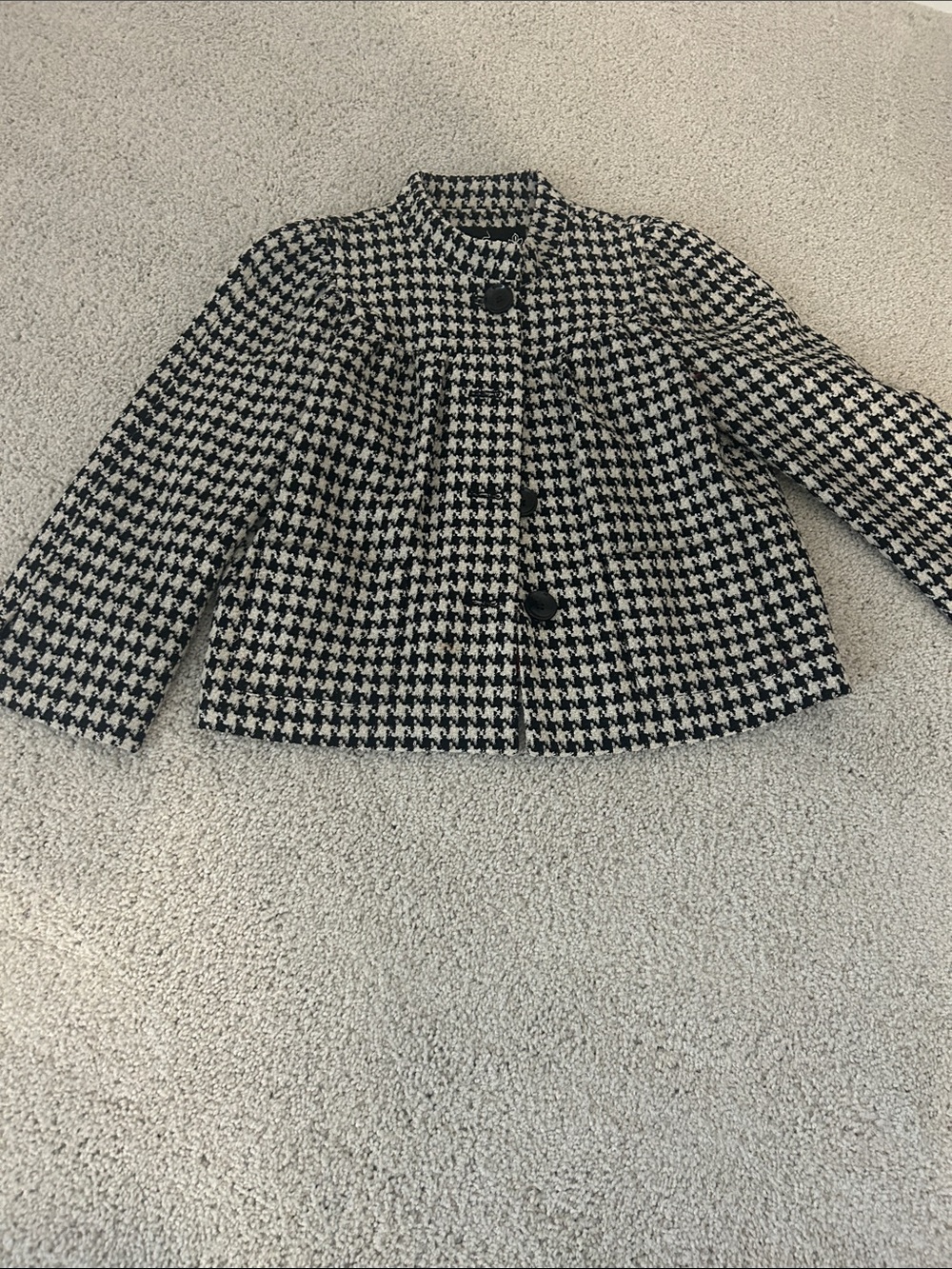 Live a Little Black and White Houndstooth Cropped Jacket